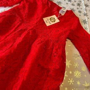 Mia Belle Elegant Red Lace Kids Formal Dress